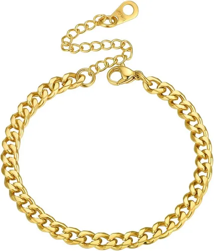 PROSTEEL Pulsera de acero inoxidable para hombres y mujeres, elegantes pulseras de eslabones cubanos, chapado en oro negro de 18 quilates, ancho