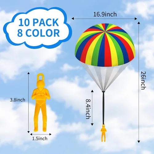 Miniatura 3 de 10 piezas de juguetes de paracaídas para niños, geniales juguetes voladores al aire libre, paracaídas, hombres para niños de 3, 4, 5, 6, 7, 8, 9, 10