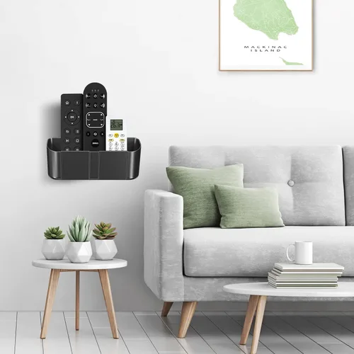 Miniatura 5 de suptek Soporte para control remoto de pared, soporte remoto de TV sin agujeros para 3 o 4 mandos a distancia, negro, cantidad 1, S4B