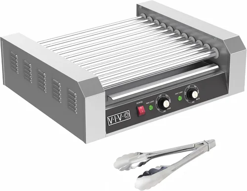 Miniatura 11 de VIVO HOTDG-V205 calentador eléctrico de 12 rodillos para parrilla de perritos calientes, acero inoxidable, comercial y doméstico, 750 W