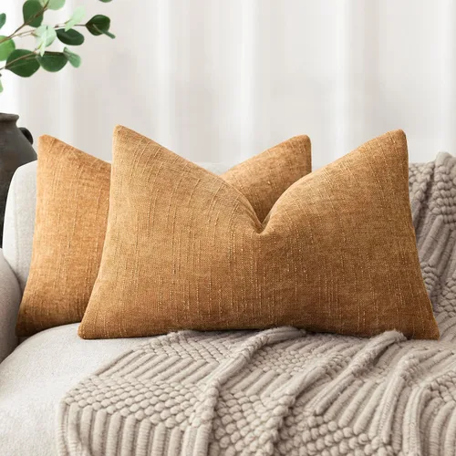 Miniatura 61 de Foindtower - Paquete de 2 fundas de almohada decorativas, cuadradas, cómodas, unicolor, suaves, lumbares, estilo rústico neutro, para sofá, sillón
