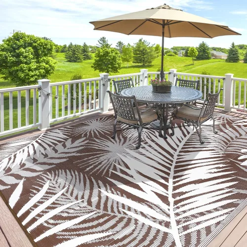 Miniatura 9 de Alfombras para Exteriores 9'x12' para Patios, Alfombra de Paja de Plástico Reversible para Exteriores en Claro, Alfombra de Exterior Grande para RV