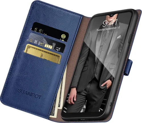 Miniatura 4 de SUANPOT Funda con bloqueo RFID para Motorola Moto G Play 2021 con funda tipo cartera y tarjetero de piel sintética, funda para teléfono tipo libro