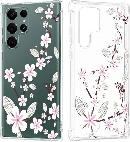Miniatura 12 de Funda transparente floral para Galaxy S22 Ultra para mujeres/niñas, bonita funda de teléfono para Samsung Galaxy S22 Ultra 5G, diseño de flores