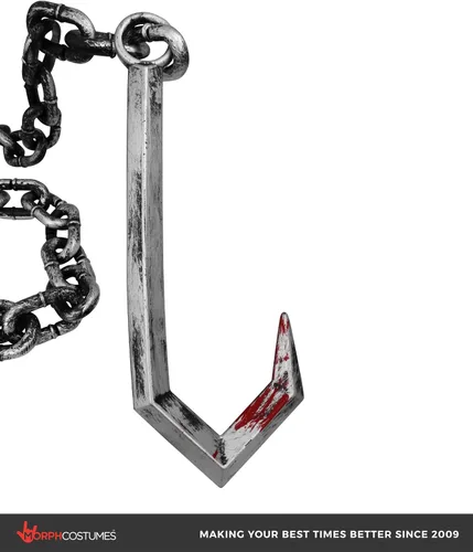 Miniatura 2 de Nicky Bigs Novelties Cadena falsa, cadena de plástico plateado, accesorio de cadenas, gancho falso, accesorios de disfraz de carnicero, disfraz