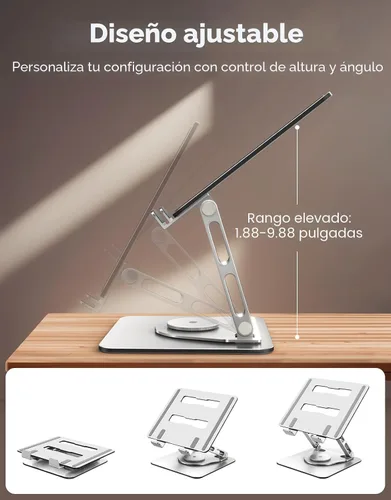Miniatura 5 de RIWUCT Soporte para computadora portátil para escritorio de altura ajustable, soporte ergonómico para elevador de laptop con soporte de doble barra