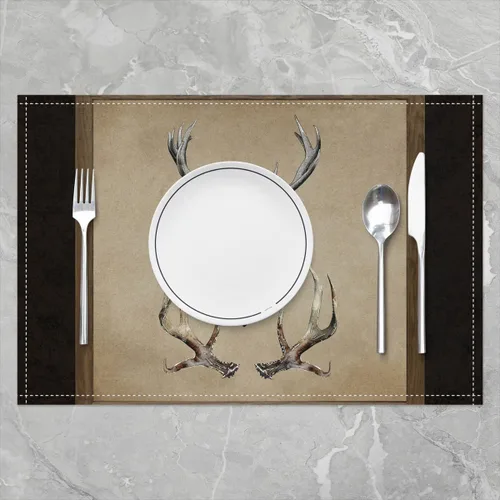 Miniatura 2 de Antlers - Juego de 4 manteles individuales de 12 x 18 pulgadas, diseño de animales salvajes de la selva, para niños, adolescentes y adultos