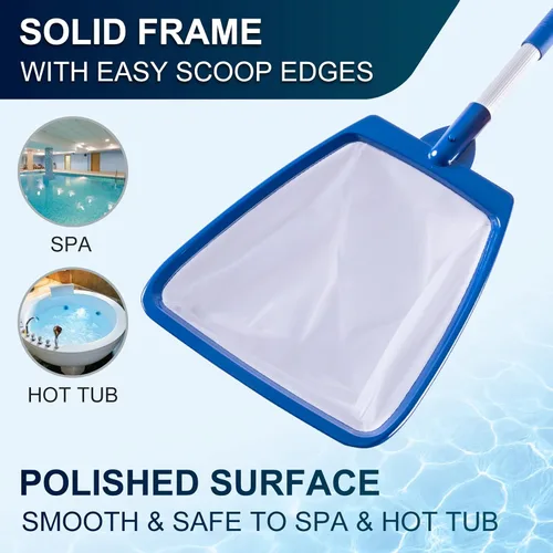 Miniatura 3 de POOLAZA Red de desnatador de jacuzzi de mano, piscina profesional, spa, red de desnatador de estanque con mango de poste de aluminio, red de malla