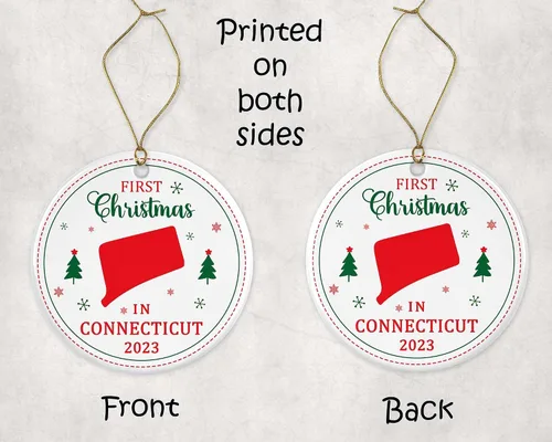 Miniatura 3 de Adorno de la primera Navidad en Connecticut 2023 – Decoración colgante de árbol para amantes de las fiestas de Navidad – Regalo de festival