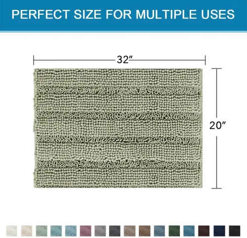 Miniatura 392 de H.VERSAILTEX Tapetes de baño antideslizantes para baño, alfombras de baño extragruesas de felpilla a rayas, tapetes de baño de 47" x 17", alfombras