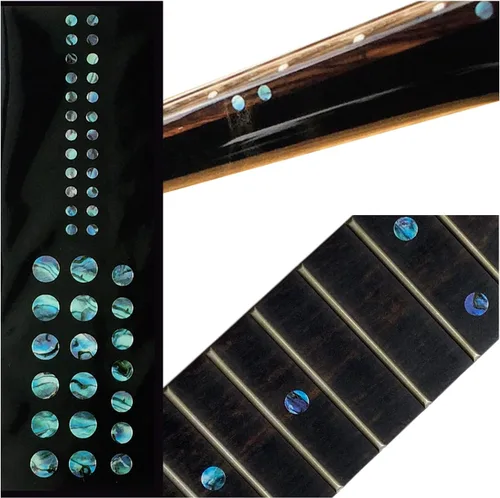 Miniatura 17 de Adhesivos de incrustación para marcadores de diapasón de guitarras y bajo - 0.32 cm Pequeñas marcas laterales en forma de punto - Abulón azul