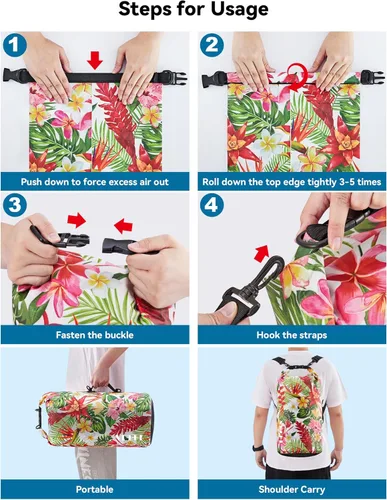 Miniatura 4 de HEETA - Bolsa seca impermeable para mujeres y hombres (versión actualizada) 5 L/10 L/20 L/30 L/40 L, bolsa de almacenamiento seca ligera con parte