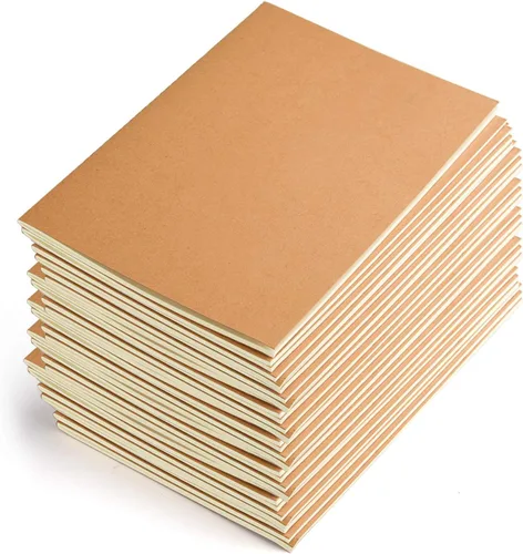 Coopay Paquete de 36 cuadernos de papel kraft con cubierta marrón a granel para viajeros, tamaño A5, 8.268 in x 5.512 in, 60 páginas rayadas/30