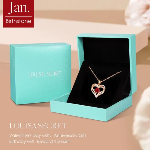 Miniatura 6 de LOUISA SECRET Love Heart Birthstone Necklaces for Women 925 Sterling Silver Rose Gold Pendant Forever Diamond Jewelry Valentine's Day Christmas
