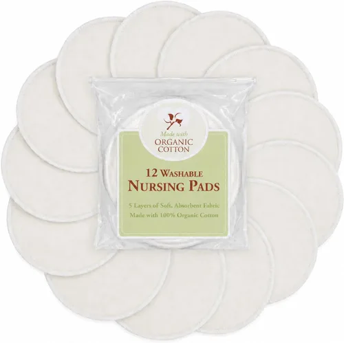 TL Care Almohadillas de lactancia hechas con algodón orgánico, suaves, transpirables, absorbentes y lavables, color natural, 12 unidades