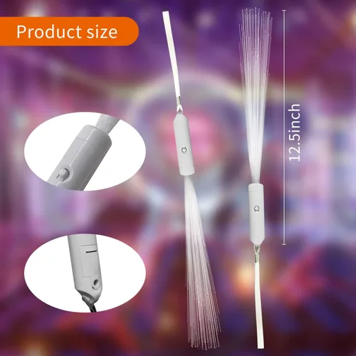 Miniatura 3 de 32 varitas luminosas para niños, de fibra óptica blanca con luz LED, 3 modos de luz intermitente para despedida de soltera, Navidad