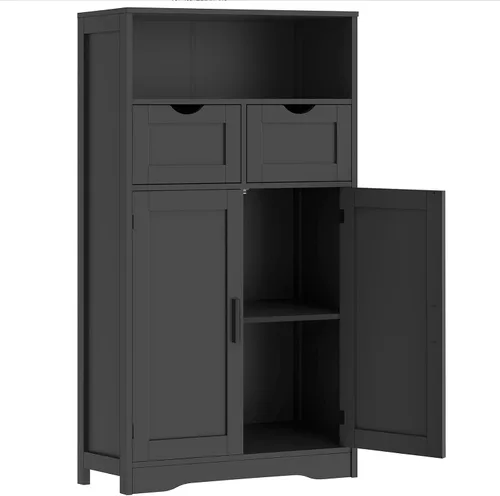 Iwell Armario de almacenamiento con puertas y estantes, armario de despensa de cocina, gabinetes de baño para sala de estar, cocina, lavandería,