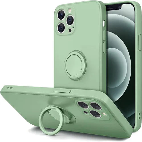 Miniatura 16 de Hython Funda para iPhone 12 Pro Max con Soporte de Anillo [Soporte Magnético Giratório de 360°] [Forro de Microfibra Suave] Borde Chapado en Oro