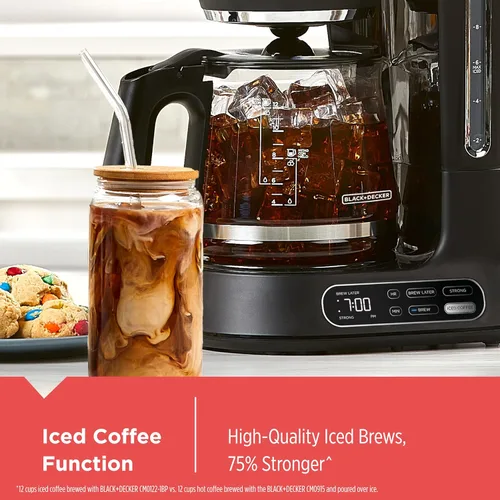 Miniatura 3 de BLACK+DECKER Split Brew - Cafetera digital de 12 tazas, CM0122, café helado o caliente, programable, toque rápido, mantiene el calor de 4 horas