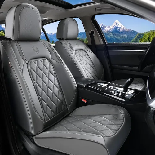 Miniatura 35 de Coverado Fundas de Asientos Delanteros, Funda de Asiento de Cuero Sintético de Lujo Impermeable, Protector de Asiento de Coche Beige, Funda