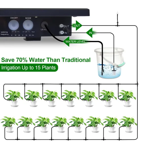 Miniatura 6 de RISINGUP Sistema de riego por goteo solar para 15 plantas en maceta para jardín al aire libre Automatic Plants Watering System with Anti-Siphoning