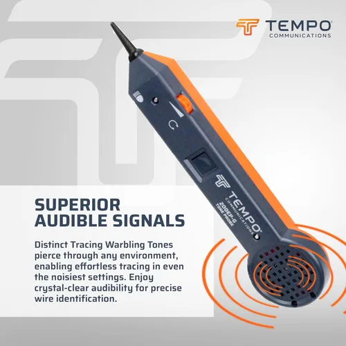 Miniatura 4 de TEMPO 200EP-G trazador de cables profesional con sonda, conector para auriculares, linterna, LED, punta conductora, toner de cables y rastreador