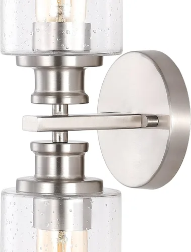 Miniatura 5 de JONATHAN Y Aplique de pared LED de níquel de 16.5 pulgadas, lámpara de tocador moderna de granja con pantalla de vidrio sembrado, accesorio
