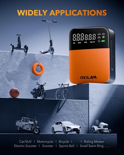 Miniatura 6 de OXILAM Compresor de aire portátil para inflador de neumáticos C1, bomba de aire recargable 3 veces más rápida para neumáticos de automóvil