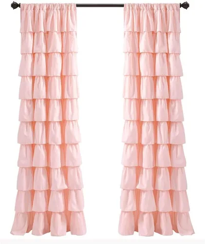 Lush Decor Cortina de Ventana con Volantes Blush - Panel de Estilo Shabby Chic Rústico de Granja para Sala de Estar, Comedor, Dormitorio