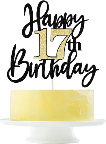 Miniatura 16 de Decoración para tartas de cumpleaños número 11 con purpurina negra y dorada, decoración de pastel de cumpleaños de 11 años y fabuloso cumpleaños