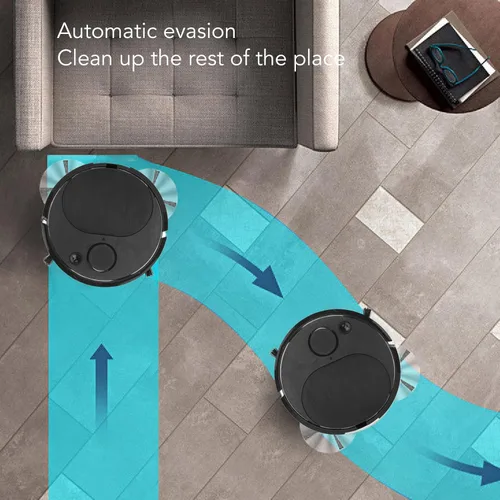 Miniatura 5 de Ejoyous Robot aspirador, multifuncional mini robot de barrido inteligente con carga USB para pisos de madera, azulejos y alfombras (negro)