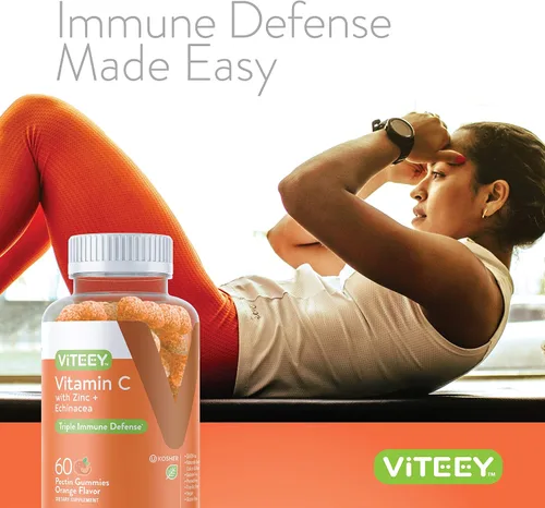Miniatura 6 de VITEEY Gomitas de vitamina C para adultos y adolescentes con zinc y equinácea - Gomitas de apoyo inmunológico - Potenciador inmunológico - Veganas