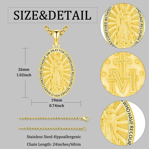 Miniatura 159 de Odinstone Collar de plata de ley 925 con medalla de San Miguel/San Cristóbal/San Benito/Crucifijo de Jesús/San Uriel/Arcángel Rafael para hombres