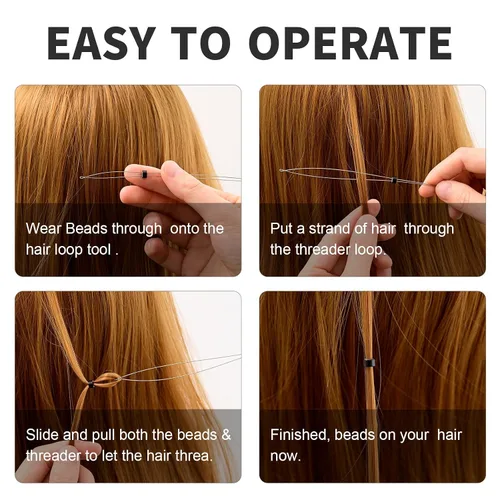 Miniatura 7 de NEWISHTOOL Kit de herramientas de extensión de cabello de acero inoxidable, gancho para tirar de aguja de bucle y enhebrador, dispositivo de cuentas