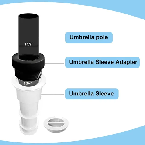 Miniatura 3 de Taiyin 4 piezas de adaptador estabilizador de sombrilla de piscina, fundas de adaptador roscadas para sombrilla de piscina, estabilizador de poste