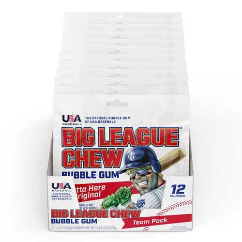 Miniatura 12 de Big League Chew Big Rally Blue - Goma de mascar de frambuesa azul intenso Perfecto para juegos de béisbol, equipos, concesiones, fiestas y más