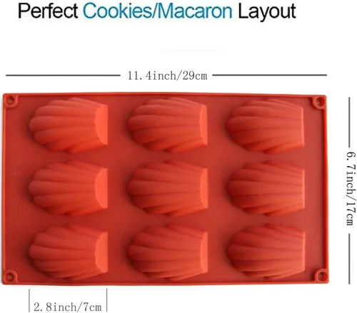 Miniatura 2 de Meajore Madeleine - Molde de silicona para hacer galletas Madeline, molde antiadherente para hornear con 9 cavidades, para hacer galletas Madeleine