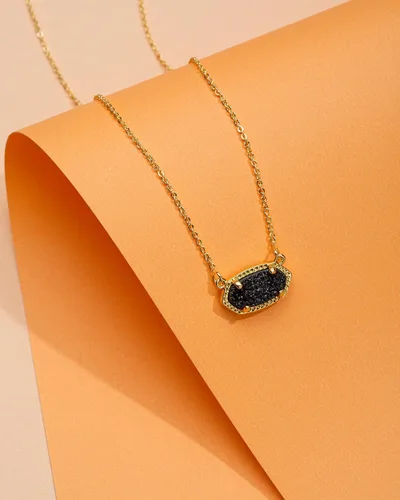 Miniatura 2 de Collar con colgante de drusa natural hecho a mano, cadena chapada en oro de 14 quilates para mujer
