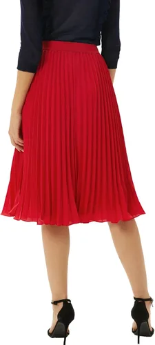 Miniatura 66 de GRACE KARIN - Falda plisada de gasa para mujer, con cintura alta y elástica, vuelo, corte acampanado y longitud por debajo de la rodilla