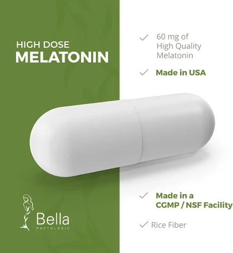 Miniatura 4 de Melatonina pura 60 mg – Ayuda nocturna de alta potencia para descanso profundo, relajación, jet lag y alivio del estrés – Acción rápida, sin hábito