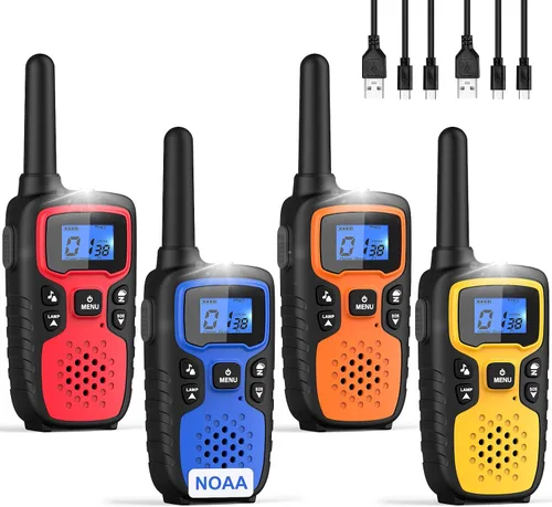 Miniatura 12 de Walkie Talkies Wishouse para adultos de largo alcance - recargables, 4 paquetes de radios de 2 vías, accesorios para senderismo