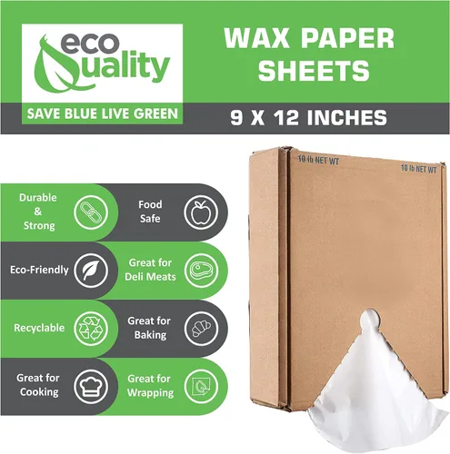 Miniatura 2 de EcoQuality - Hojas de papel enceradas en seco de 9 x 12 pulgadas, resistente a la grasa, aptas para microondas, envoltura de delicatessen