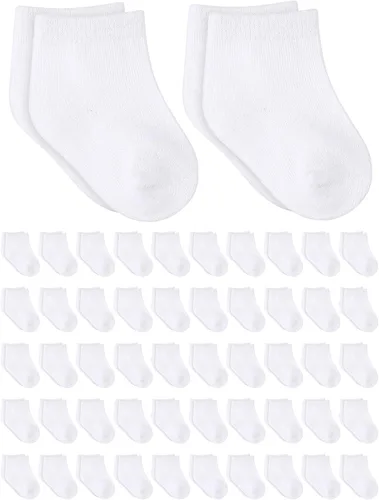 Jecery 50 Pairs Baby Cotton Socks Bulk Newborn Ankle Unisex Baby Socks Stretch for Toddler Boys Girls