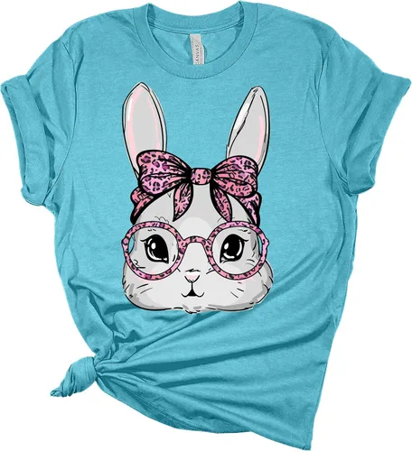 Miniatura 4 de Camiseta de Pascua con cara de conejo para mujer, lindas camisetas con gráficos divertidos