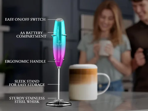 Miniatura 178 de Zulay Milk Boss Espumador de leche potente manual, hace espuma para latte, batidor para mezclar bebidas, café, miniespumador para capuchino, frappé