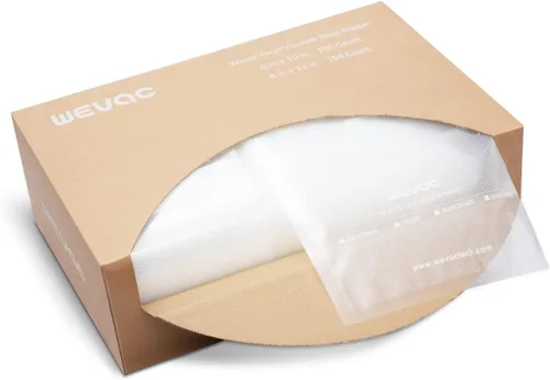 Wevac Bolsas Selladoras al Vacío para Alimentos de 6''x10'' y 8''x12'', 300 Unidades, Precortadas de Cuarto, Ideales para Food Saver, Sin BPA, Grado