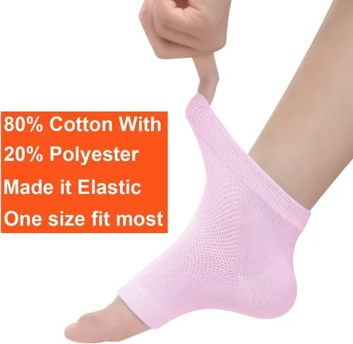 Miniatura 5 de Calcetines de talón de gel hidratante ventilados, 3 pares de calcetines de spa sin dedos para tratamiento de cuidado de pies, talones agrietados