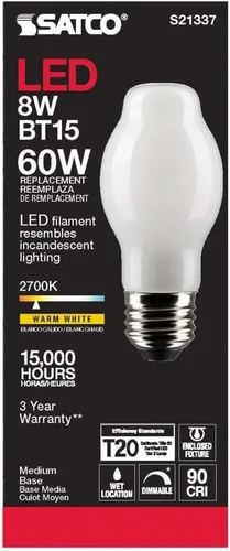 Miniatura 5 de Satco 6Pk 8w BT15 LED 2700K base media blanca regulable - 60w equiv