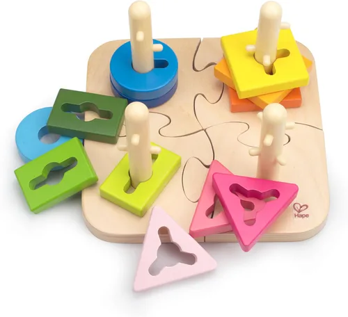 Hape rompecabezas con taquetes de madera creativo para niño