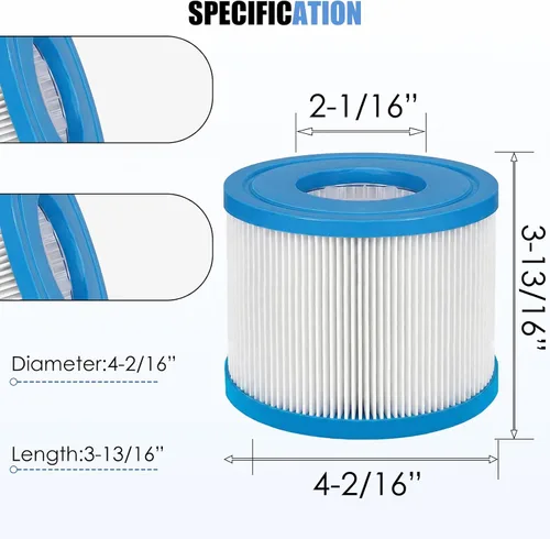 Miniatura 2 de Filtro de bañera de hidromasaje tipo VI que reemplaza el filtro Bestway 58323E/Lay-Z-Spa/Coleman SaluSpa VI, cartucho de filtro inflable para spa